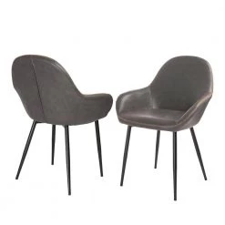 Mid Century Modern Gray Leatherette Dining Armchair (Set of 2) by Glitzhome -Deals Glitzhome Store gray glitzhome dining chairs gh1005202154 4f 1000