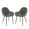 Mid Century Modern Gray Leatherette Dining Armchair (Set of 2) by Glitzhome