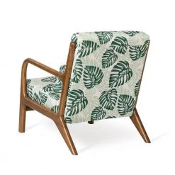 Mid-Century Modern Green Patterned Fabric Accent Armchair with Walnut Ruberwood Frame (Set of 2) by Glitzhome 14 Mid-Century Modern Green Patterned Fabric Accent Armchair with Walnut Ruberwood Frame (Set of 2) by Glitzhome -Deals Glitzhome Store green glitzhome accent chairs 2000700011 44 1000