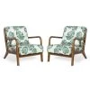 Mid-Century Modern Green Patterned Fabric Accent Armchair with Walnut Ruberwood Frame (Set of 2) by Glitzhome -Deals Glitzhome Store green glitzhome accent chairs 2000700011 64 1000