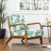 Mid-Century Modern Green Patterned Fabric Accent Armchair with Walnut Ruberwood Frame by Glitzhome -Deals Glitzhome Store green glitzhome accent chairs 2008600010 64 1000