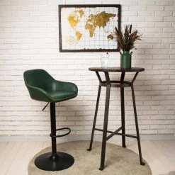 42.72 in. H Green Mid-Century Modern Leatherette Gaslift Metal Frame Adjustable Swivel Low Back Bar Stool (Set of 2) by Glitzhome -Deals Glitzhome Store green glitzhome bar stools gh1010202758 31 1000