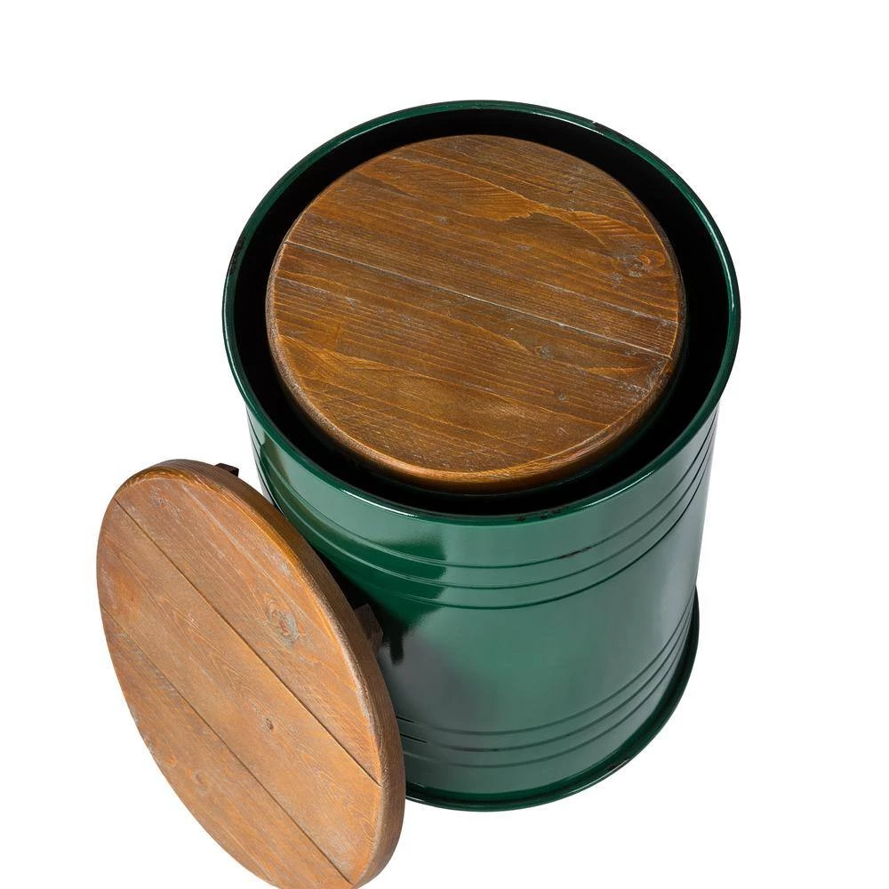 14.5 in. W Green Round Wood Storage End Table or Accent Table or Stool with Solid Wood Lid (2-Pack) by Glitzhome 8 14.5 in. W Green Round Wood Storage End Table or Accent Table or Stool with Solid Wood Lid (2-Pack) by Glitzhome - Image 6