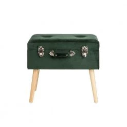 19.69 in. L Hunter Velvet Green Upholstered Storage Stool by Glitzhome