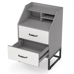 Mayville 2 Drawers Nightstands Modern Black and Gray Wood Bedroom Bedside Table, 19.68" W * 15.74" D * 31.49" H by TRIBESIGNS WAY TO ORIGIN -Deals Glitzhome Store grey tribesigns way to origin nightstands hd xk0005 wzz 66 1000