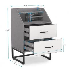 Mayville 2 Drawers Nightstands Modern Black and Gray Wood Bedroom Bedside Table, 19.68" W * 15.74" D * 31.49" H by TRIBESIGNS WAY TO ORIGIN -Deals Glitzhome Store grey tribesigns way to origin nightstands hd xk0005 wzz fa 1000