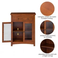 32 in. H Mahogany Brown Storage Cabinet with 1-Drawer and 2-Doors by Glitzhome -Deals Glitzhome Store mahogany brown glitzhome accent cabinets 1517002247 4f 1000