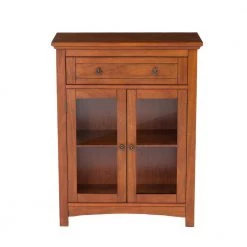 32 in. H Mahogany Brown Storage Cabinet with 1-Drawer and 2-Doors by Glitzhome