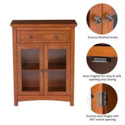 32 in. H Mahogany Brown Storage Cabinet with 1-Drawer and 2-Doors by Glitzhome -Deals Glitzhome Store mahogany brown glitzhome accent cabinets 1517002247 c3 1000