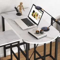 Adan 3-Piece Rectangular Wooden Top Faux Marble White Bar Table Set by TRIBESIGNS WAY TO ORIGIN -Deals Glitzhome Store marble white tribesigns way to origin dining room sets hd xk32 22zy a0 1000