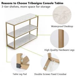 Rankin 43 in. White Marble TV Stand Fits TV's up to 50 in. with 3 Open Storage Shelves by TRIBESIGNS WAY TO ORIGIN -Deals Glitzhome Store marble white tribesigns way to origin tv stands hd f1077 31 1000