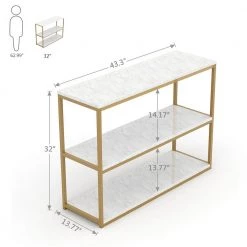 Rankin 43 in. White Marble TV Stand Fits TV's up to 50 in. with 3 Open Storage Shelves by TRIBESIGNS WAY TO ORIGIN -Deals Glitzhome Store marble white tribesigns way to origin tv stands hd f1077 77 1000