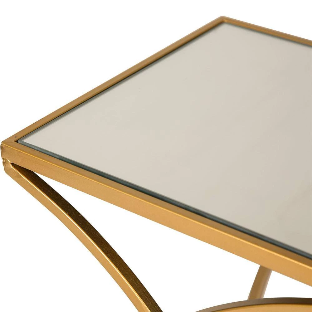 Deluxe Metal With Glass Gold Accent Table (Set of 2) by Glitzhome 6 Deluxe Metal With Glass Gold Accent Table (Set of 2) by Glitzhome - Image 4