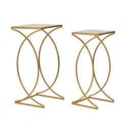 Deluxe Metal With Glass Gold Accent Table (Set of 2) by Glitzhome