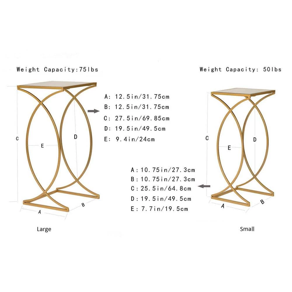 Deluxe Metal With Glass Gold Accent Table (Set of 2) by Glitzhome 10 Deluxe Metal With Glass Gold Accent Table (Set of 2) by Glitzhome - Image 8