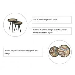 17.5 in. Round Nesting Lamp Table with Polygonal Star Pattern Tray Top 2-Pieces by Glitzhome 11 17.5 in. Round Nesting Lamp Table with Polygonal Star Pattern Tray Top 2-Pieces by Glitzhome -Deals Glitzhome Store multi colored glitzhome nesting tables 2008600051 4f 1000