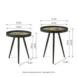 17.5 in. Round Nesting Lamp Table with Polygonal Star Pattern Tray Top 2-Pieces by Glitzhome 10 17.5 in. Round Nesting Lamp Table with Polygonal Star Pattern Tray Top 2-Pieces by Glitzhome -Deals Glitzhome Store multi colored glitzhome nesting tables 2008600051 c3 1000