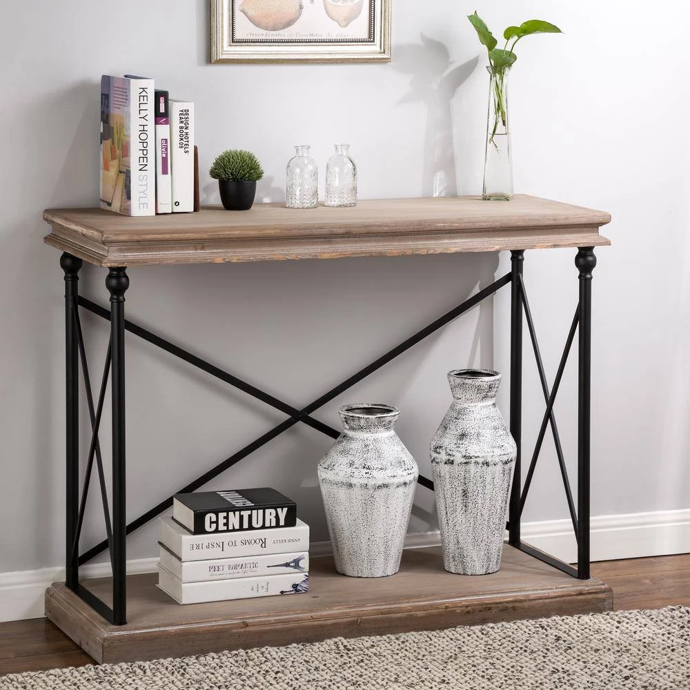 43 in. Brown/Black Standard Rectangle Wood Console Table with Storage by Glitzhome 13 43 in. Brown/Black Standard Rectangle Wood Console Table with Storage by Glitzhome - Image 11
