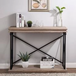 43 in. Brown/Black Standard Rectangle Wood Console Table with Storage by Glitzhome 16 43 in. Brown/Black Standard Rectangle Wood Console Table with Storage by Glitzhome -Deals Glitzhome Store multi glitzhome console tables 2008600001 66 1000