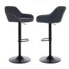 42.72 in. Navy Blue Mid-Century Modern Vintage Leatherette Gaslift Adjustable Swivel Bar Stool (Set of 2) by Glitzhome