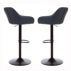 42.72 in. H Navy Blue Mid-Century Modern Leatherette Gaslift Metal Frame Adjustable Swivel Low Back Bar Stool (Set of 2) by Glitzhome -Deals Glitzhome Store navy blue glitzhome bar stools gh1010202516 1f 1000