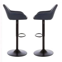 42.72 in. H Navy Blue Mid-Century Modern Leatherette Gaslift Metal Frame Adjustable Swivel Low Back Bar Stool (Set of 2) by Glitzhome -Deals Glitzhome Store navy blue glitzhome bar stools gh1010202516 4f 1000
