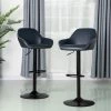 42.72 in. H Navy Blue Mid-Century Modern Leatherette Gaslift Metal Frame Adjustable Swivel Low Back Bar Stool (Set of 2) by Glitzhome -Deals Glitzhome Store navy blue glitzhome bar stools gh1010202516 64 1000