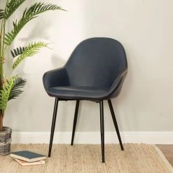 Navy Blue Mid-Century Modern Vintage Leatherette Dining Armchair (Set of 2) by Glitzhome 17 Navy Blue Mid-Century Modern Vintage Leatherette Dining Armchair (Set of 2) by Glitzhome -Deals Glitzhome Store navy blue glitzhome dining chairs 1005202561 31 1000