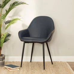 Mid Century Modern Navy Blue Leatherette Dining Armchair (Set of 2) by Glitzhome 15 Mid Century Modern Navy Blue Leatherette Dining Armchair (Set of 2) by Glitzhome -Deals Glitzhome Store navy blue glitzhome dining chairs gh1005202561 31 1000
