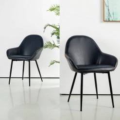 Mid Century Modern Navy Blue Leatherette Dining Armchair (Set of 2) by Glitzhome 11 Mid Century Modern Navy Blue Leatherette Dining Armchair (Set of 2) by Glitzhome -Deals Glitzhome Store navy blue glitzhome dining chairs gh1005202561 c3 1000