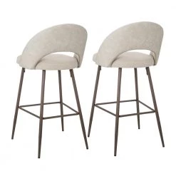 Pale Grey Fabic/Leatherette Bar Stool with Tapered Metal Legs (Set of 2) by Glitzhome -Deals Glitzhome Store pale grey glitzhome bar stools 2000900010 44 1000