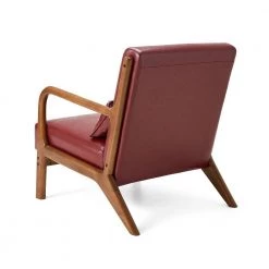 30.00 in. H Mid-Century Modern Red Leatherette Accent Armchair with Walnut Ruber Wood Frame by Glitzhome 16 30.00 in. H Mid-Century Modern Red Leatherette Accent Armchair with Walnut Ruber Wood Frame by Glitzhome -Deals Glitzhome Store red glitzhome accent chairs 2001100040 44 1000