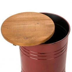 14.5 in. W Red Round Wood Storage End Table or Accent Table or Stool with Solid Wood Lid (2-Pack) by Glitzhome -Deals Glitzhome Store red glitzhome end side tables ga2003800005 1f 1000