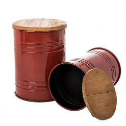 14.5 in. W Red Round Wood Storage End Table or Accent Table or Stool with Solid Wood Lid (2-Pack) by Glitzhome -Deals Glitzhome Store red glitzhome end side tables ga2003800005 4f 1000