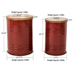 14.5 in. W Red Round Wood Storage End Table or Accent Table or Stool with Solid Wood Lid (2-Pack) by Glitzhome -Deals Glitzhome Store red glitzhome end side tables ga2003800005 c3 1000