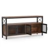 Tabor 58.66 in. Rustic Brown TV Stand with 2-Cabinets Fits TV's Up to 75 in. with Shelves and Grid Doors by TRIBESIGNS WAY TO ORIGIN -Deals Glitzhome Store rustic brown and black tribesigns way to origin tv stands hd sf0125b 64 1000
