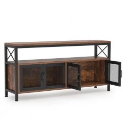 Tabor 58.66 in. Rustic Brown TV Stand with 2-Cabinets Fits TV's Up to 75 in. with Shelves and Grid Doors by TRIBESIGNS WAY TO ORIGIN