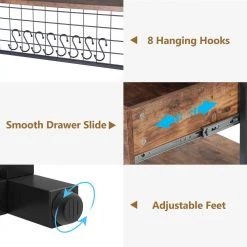 Rustic Brown Kitchen Bakers Rack with Drawer, 5-Tier Storage Shelf and 8 S-Hooks by TRIBESIGNS WAY TO ORIGIN -Deals Glitzhome Store rustic brown tribesigns way to origin baker s racks glaa q092 77 1000