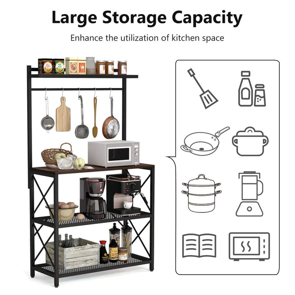 Bakary Rustic Brown Bakers Rack with 4-Tier Shelf by TRIBESIGNS WAY TO ORIGIN 7 Bakary Rustic Brown Bakers Rack with 4-Tier Shelf by TRIBESIGNS WAY TO ORIGIN - Image 5