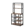 Aleah Rustic Brown 4+2 Shelves Bakers Rack with 2-Wire Baskets and 6-Hooks by TRIBESIGNS WAY TO ORIGIN