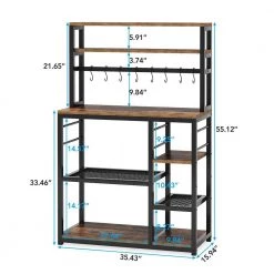 Bachel Rustic Brown Baker's Rack with Hooks and Storage Shelves by TRIBESIGNS WAY TO ORIGIN -Deals Glitzhome Store rustic brown tribesigns way to origin baker s racks hd zy0054 77 1000