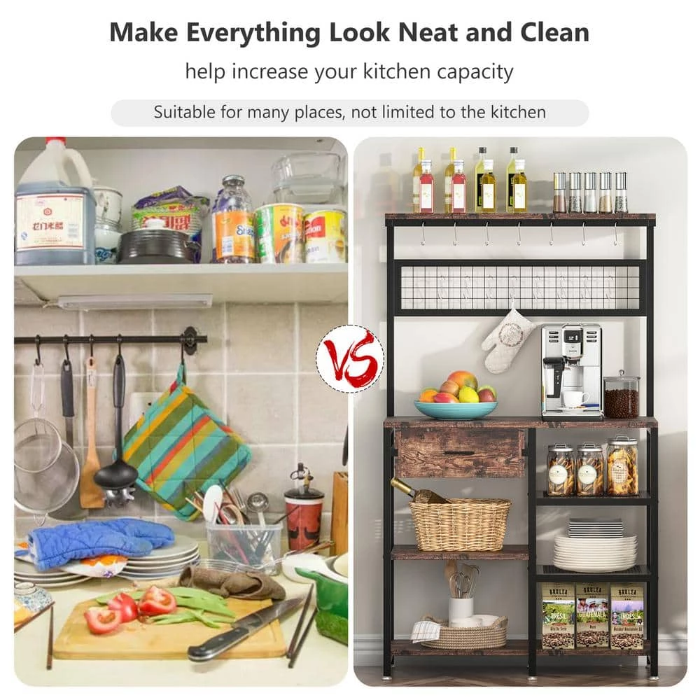 Bakary Rustic Brown Bakers Rack with 6-Tier Shelf by TRIBESIGNS WAY TO ORIGIN 8 Bakary Rustic Brown Bakers Rack with 6-Tier Shelf by TRIBESIGNS WAY TO ORIGIN - Image 6