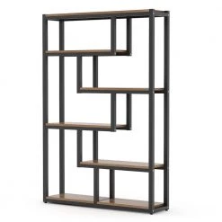 Benjamin 69.3 in. Rustic Brown Wood 6-Shelf Etagere Bookcase with Sturdy Metal Frame by TRIBESIGNS WAY TO ORIGIN