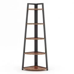 Andrea 70 in. Rustic Brown Wood 5-Shelf Ladder Bookcase with Open Back by TRIBESIGNS WAY TO ORIGIN