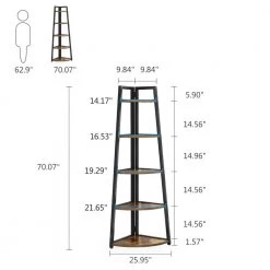 Andrea 70 in. Rustic Brown Wood 5-Shelf Ladder Bookcase with Open Back by TRIBESIGNS WAY TO ORIGIN -Deals Glitzhome Store rustic brown tribesigns way to origin bookcases bookshelves hd c0175 77 1000