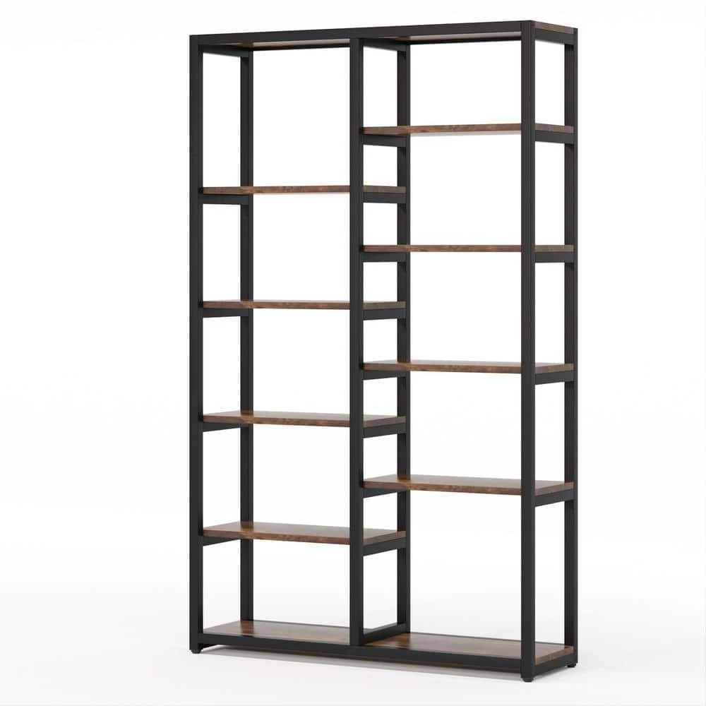 Hamilton 70.9 in. Rustic Brown Wood 10-Shelf Etagere Bookcase with Open Back by TRIBESIGNS WAY TO ORIGIN 3 Hamilton 70.9 in. Rustic Brown Wood 10-Shelf Etagere Bookcase with Open Back by TRIBESIGNS WAY TO ORIGIN