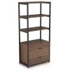 Bulgari 59 in. Rustic Brown Wood 4-Shelf Etagere Bookcase with 2-Drawers by TRIBESIGNS WAY TO ORIGIN -Deals Glitzhome Store rustic brown tribesigns way to origin bookcases bookshelves hd f1098 64 1000