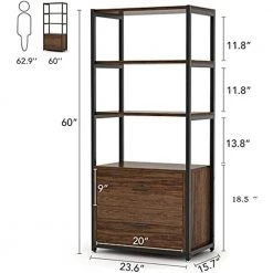 Bulgari 59 in. Rustic Brown Wood 4-Shelf Etagere Bookcase with 2-Drawers by TRIBESIGNS WAY TO ORIGIN -Deals Glitzhome Store rustic brown tribesigns way to origin bookcases bookshelves hd f1098 77 1000