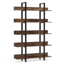 Bingo 71.6 in. Rustic Brown Wood 5-Shelf Etagere Bookcase with Back Fence by TRIBESIGNS WAY TO ORIGIN