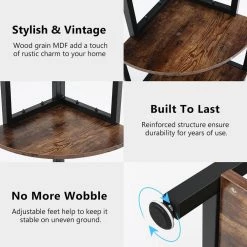 Taylor 60 in. Rustic Brown Wood and Black Metal Frame 5 Shelf Radial Corner Shelf Bookcase Storage Rack Plant Stand by TRIBESIGNS WAY TO ORIGIN -Deals Glitzhome Store rustic brown tribesigns way to origin bookcases bookshelves hd sff1277 4f 1000